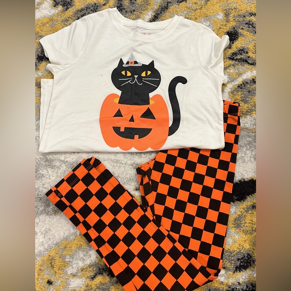 Kids Halloween Cat and Pumpkin Costume Set